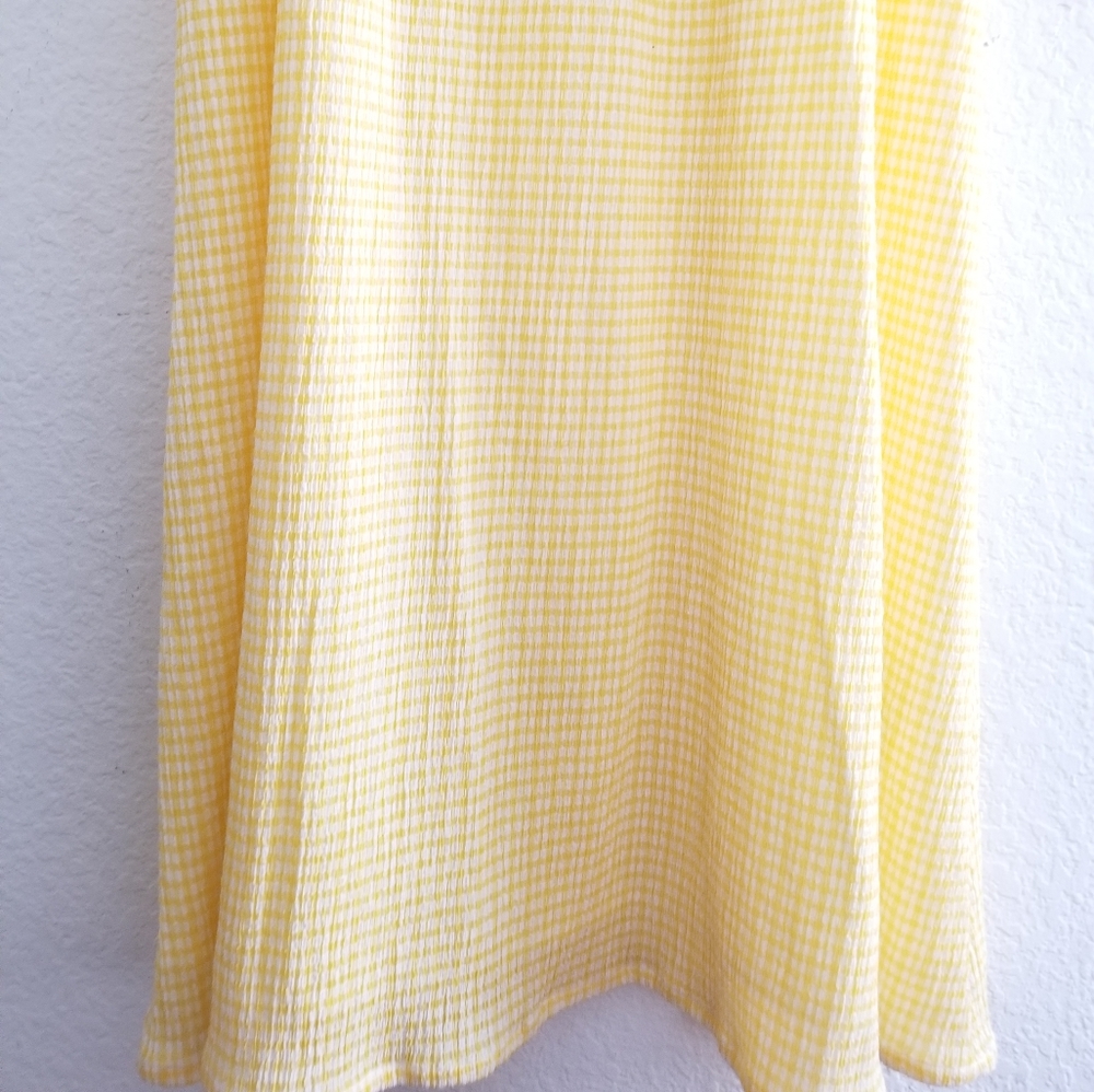 Harris Wharf London Vichy Maxi Gingham Yellow Dress Size 6 - Picture 4 of 10
